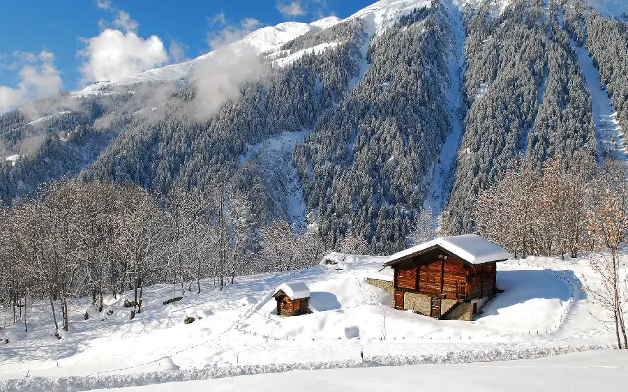 High quality winter snow hut stock photo 