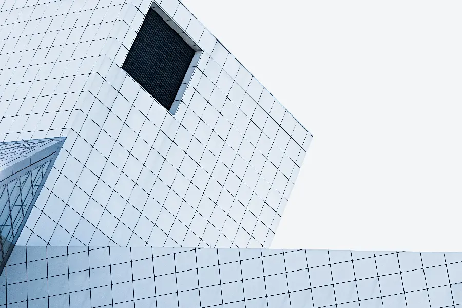 Continuous glass facade of the exterior of non-residential buildings