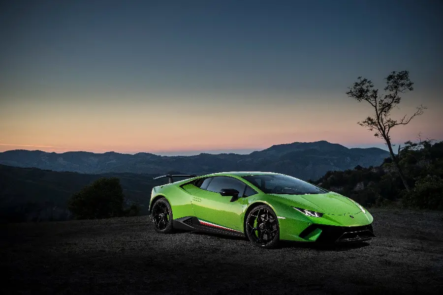 The most awesome background of the green Lamborghini Huracan model with the highest quality 