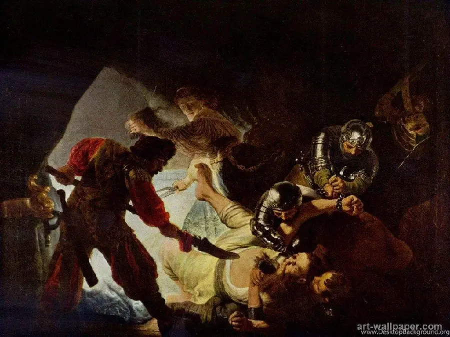 A violent photo of the blinding of Samson for lovers of Rembrandt's paintings
