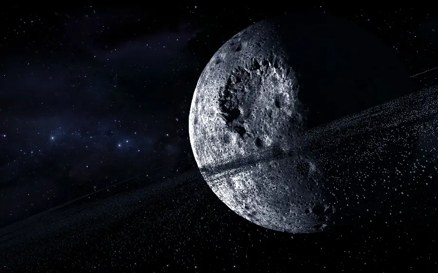 Soothing image of the moon in a starry black sky