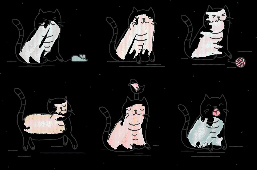 Download PNG PNG painting photo of cute and funny cats with a black background