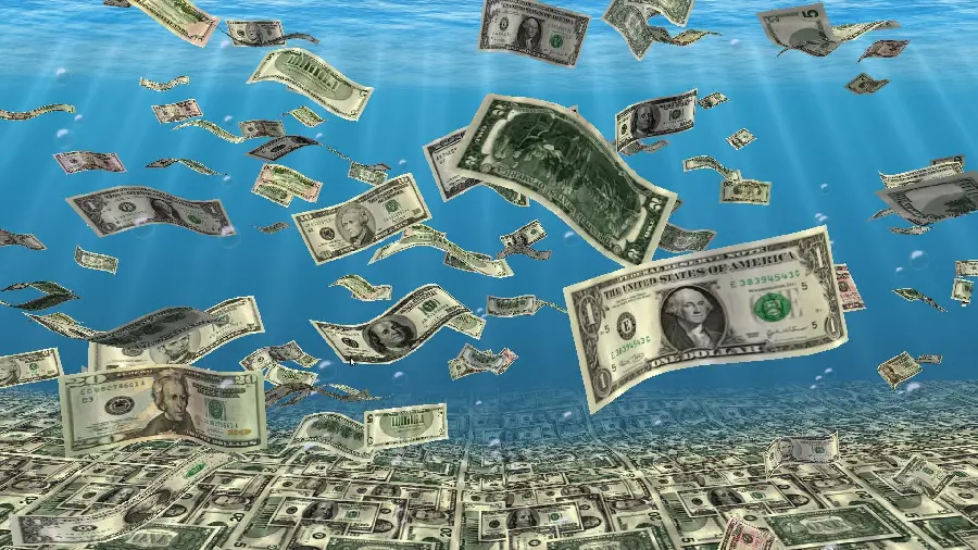 Wallpaper of a combination of fantasy and real style of American dollar money