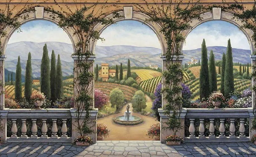  Tuscan Villa Fresco by Gian Zaccheo Italian