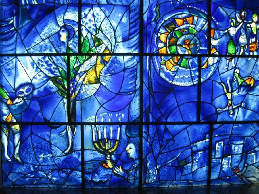 Photo of stained glass by Marc Chagall, a French-Russian painter 