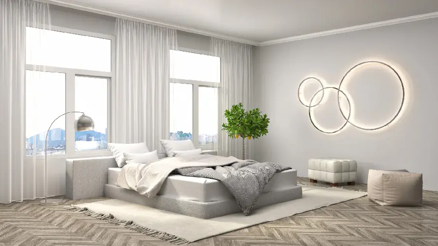 Stylish and modern bedroom wallpaper HD with light and white theme 