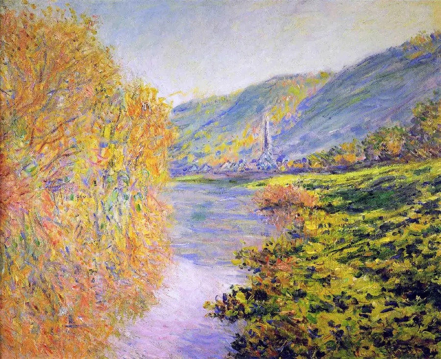 Painting The Banks of the Seine at Jeufosse, Autumn, 1884 Claude Monet