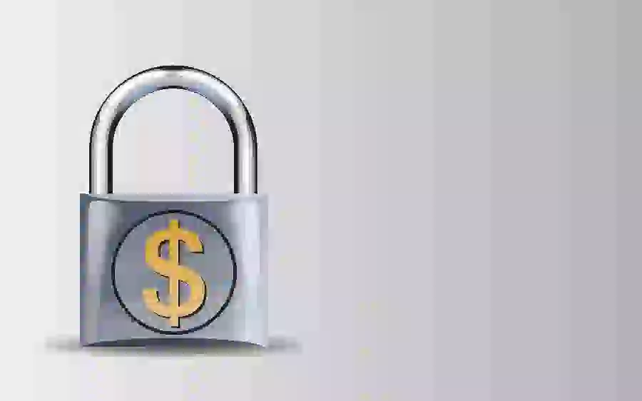 Simple iron lock wallpaper with dollar logo and symbol for writing text 