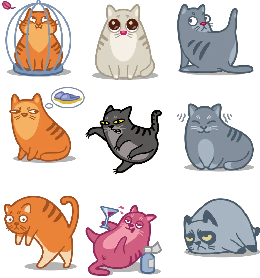 The cutest PNG and cutout cat drawings on one page