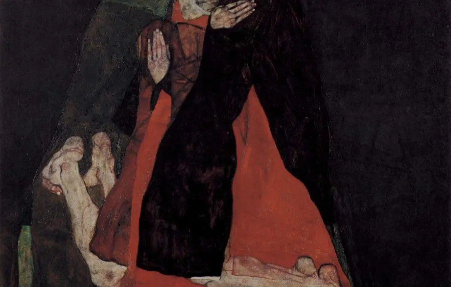 Photo of the romantic painting Cardinal and Nun by the works of Egon Schiele