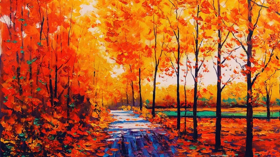 The warm and lively colorful forest and the noisy and sparkling rivers of autumn