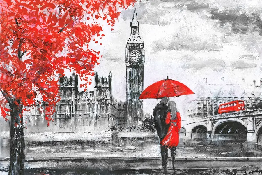 Lovely and romantic wallpaper for girls with a winter theme and a snow umbrella