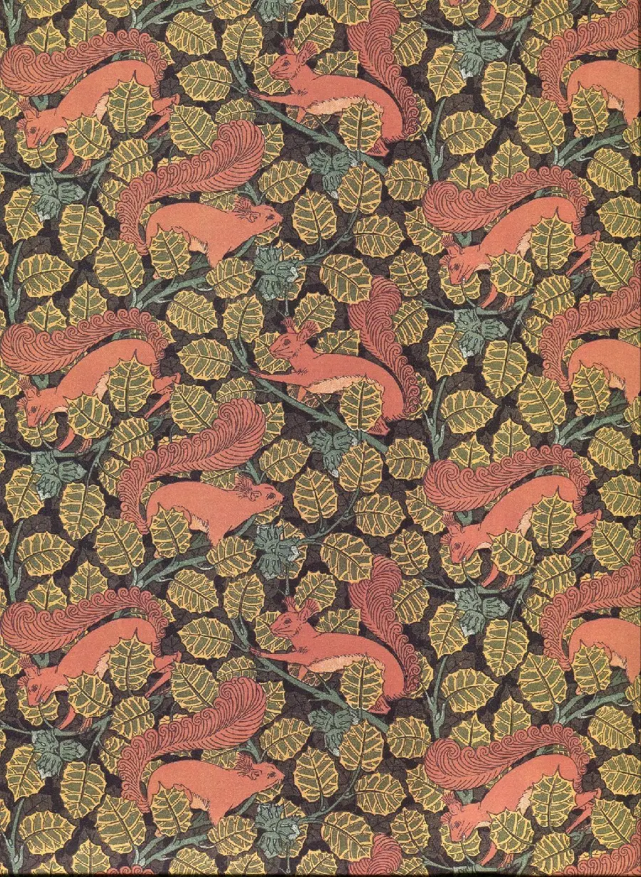 Background of Artistic texture with the theme of squirrels among the leaves of the tree