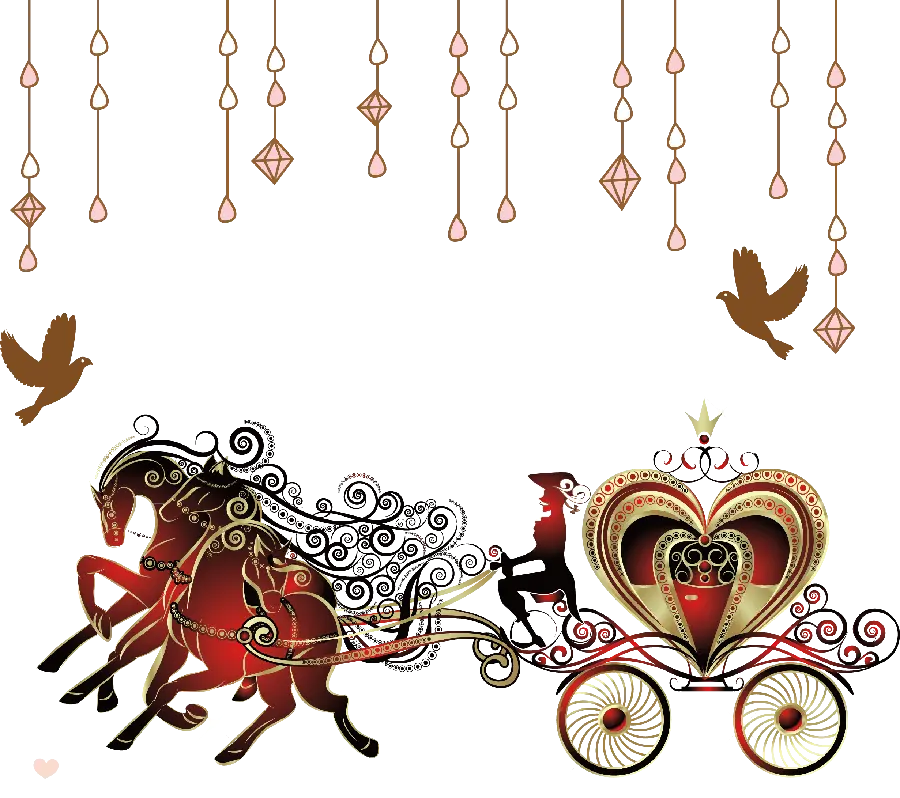 Full HD image of a fantasy and beautiful horse and carriage in PNG format