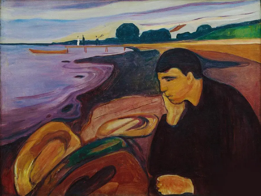 Photo of Edvard Munch's paintingDe Munch called Melancholia depressed 