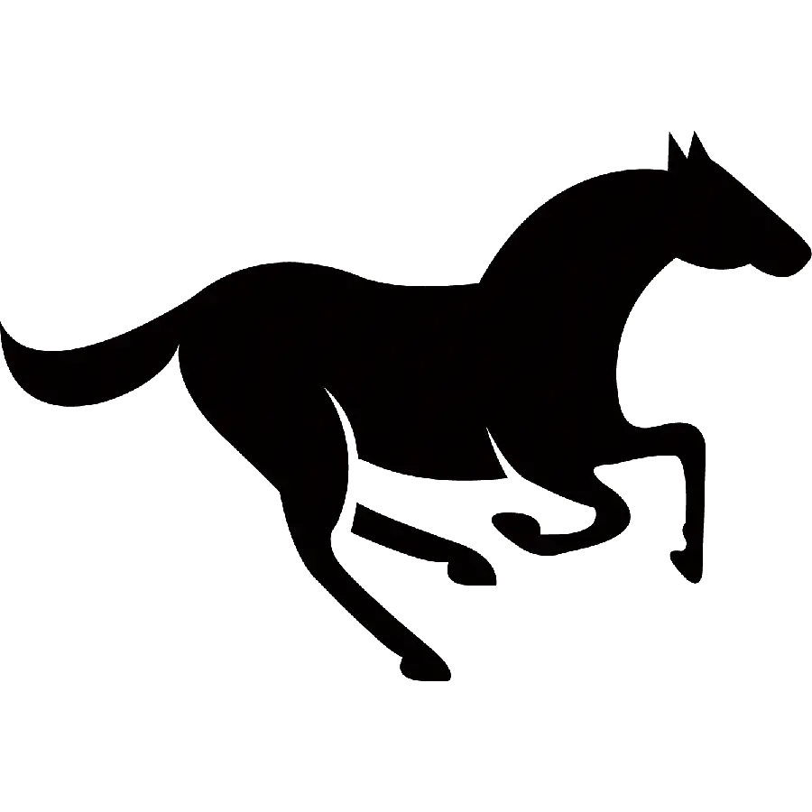 Download black horse image with PNG format and a white background