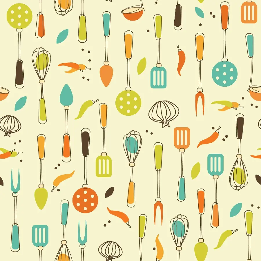 Attractive wallpaper for chefs with a design of baking utensils for cakes and pastries 
