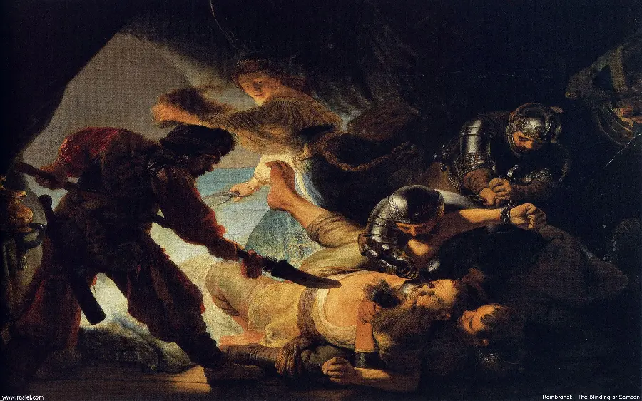 Photo ofFrom the painting Blinding Samson, a spectacular work by Rembrandt