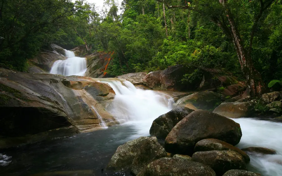 Download a profile picture of a waterfall in the forest with good quality 