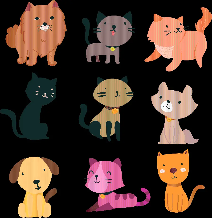 Download PNG images of cute and fantasy drawings of fat and thin cats 