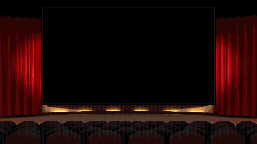 Background of an open and red cinema curtain ready to be released and broadcast a movie 