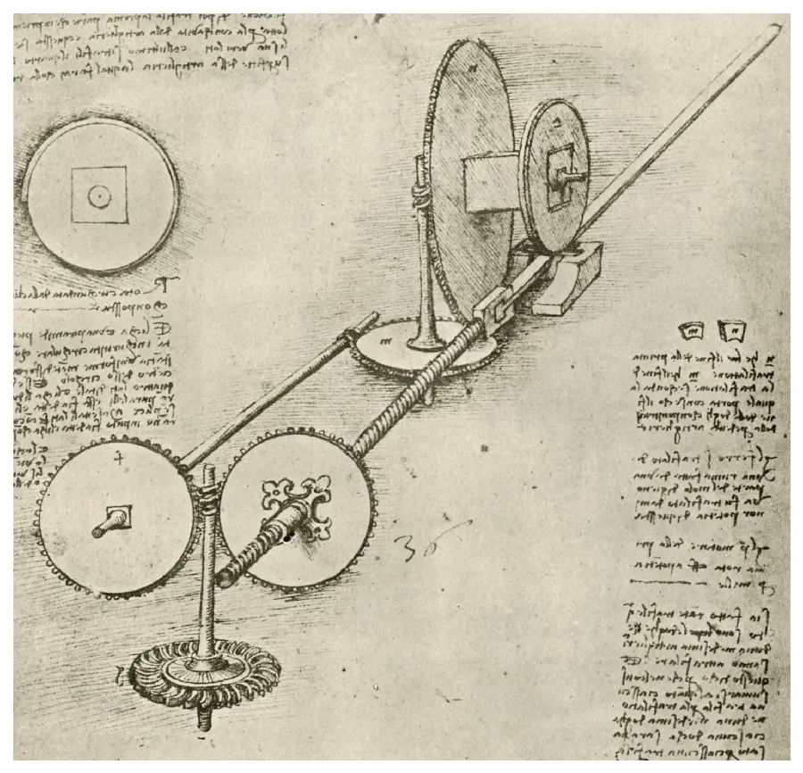 Leonardo da Vinci's drawing of the invention of the hydraulic lift 
