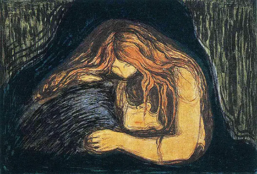 Image of Edvard Munch's painting called The Vampire