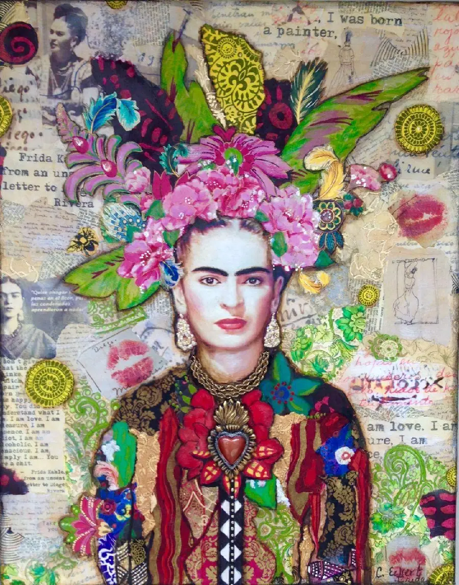 Frida Kahlo Birthday Card Painting Christmas Card Happy New Year Frida