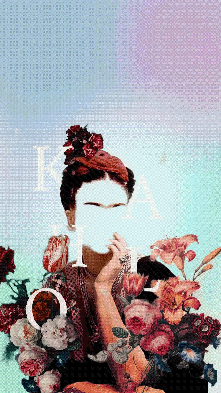 Stylish and special wallpaper of Frida Kahlo's portrait design for iPhone background