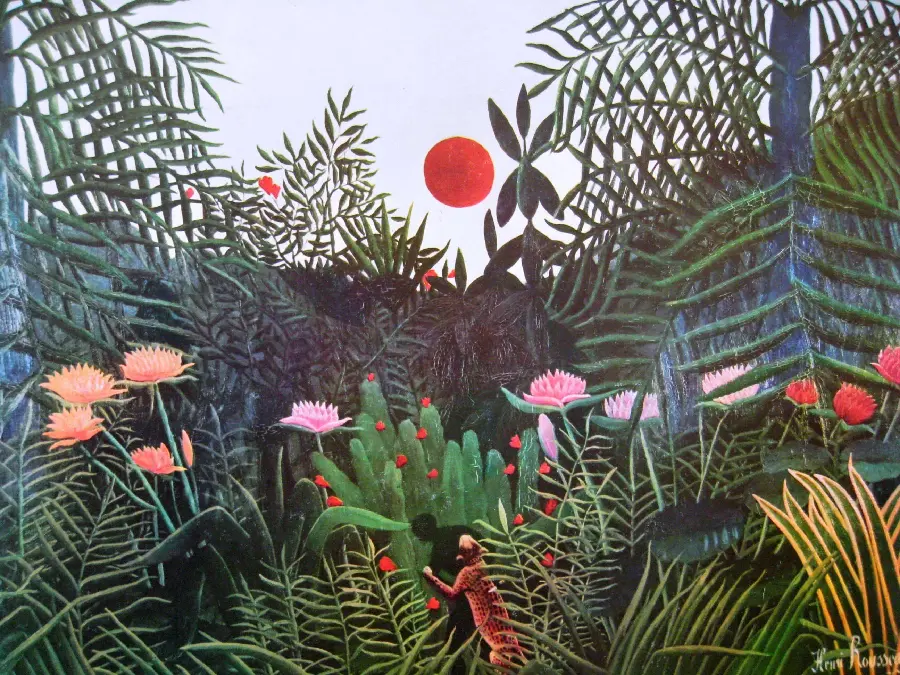 Special and spectacular photo of an attractive work of art of beautiful nature by Henri Rousseau, French painter