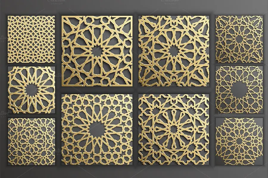 A collection of beautiful Islamic patterns for design and engraving on wood 
