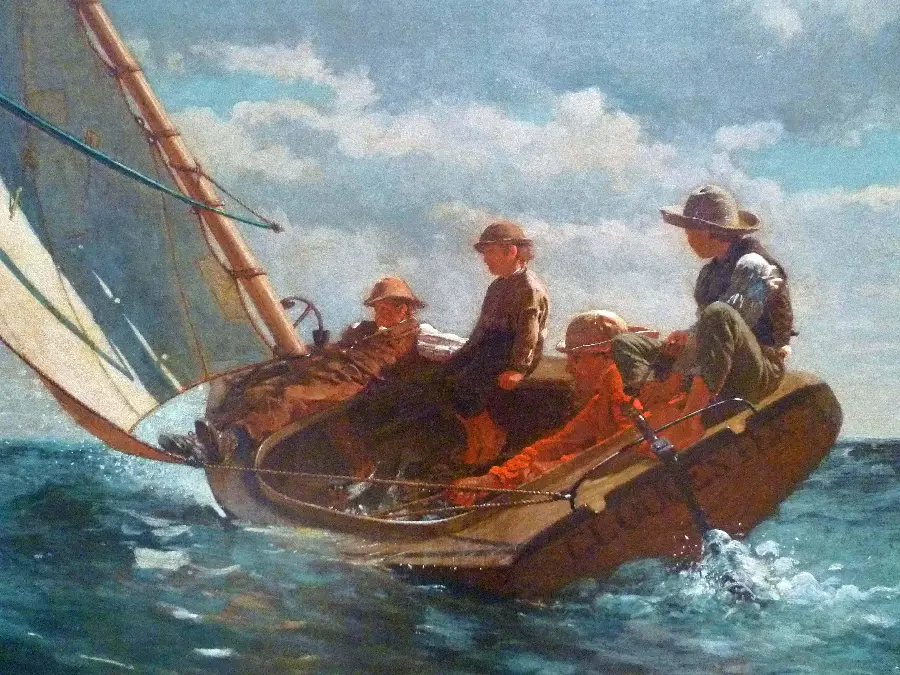 Wind Blowing Painting 22 Canvas Print, Framed Winslow Homer