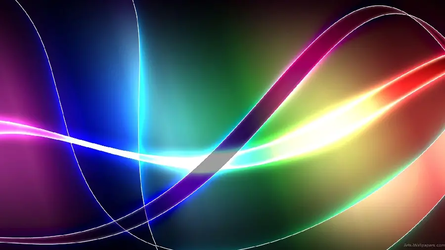 Stock modern abstract art in a frame of luminous lines with different colors 