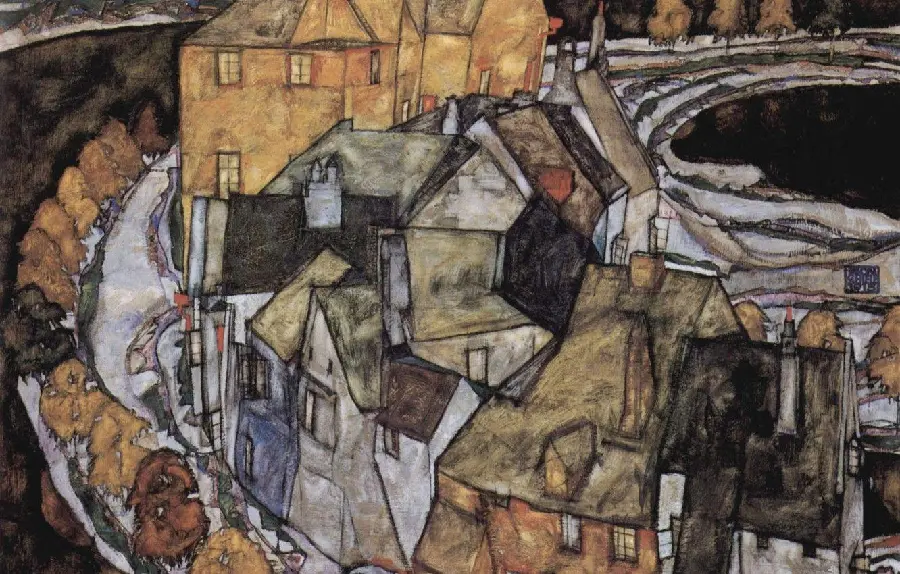 Wallpaper of expressionism style painting for fans of Egon Schiele's works