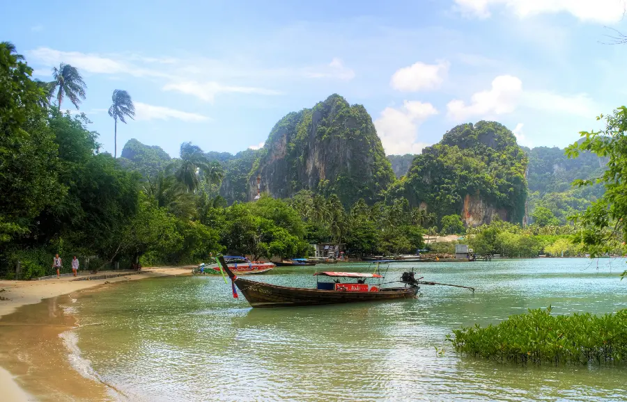 Background Grand View of Railay Beach, a peninsula in Thailand