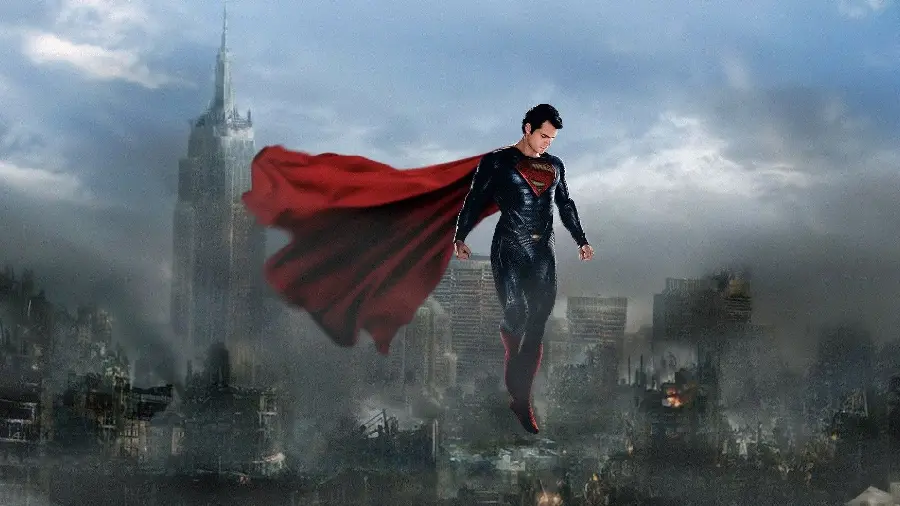 Superman quality photo on top of steel buildings