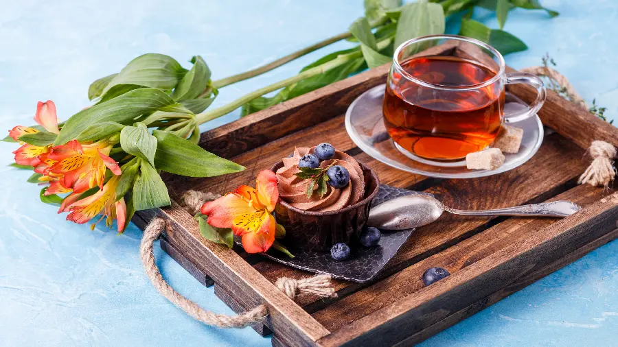 Download wallpaper of breakfast design of tea and sweets for computer and laptop 