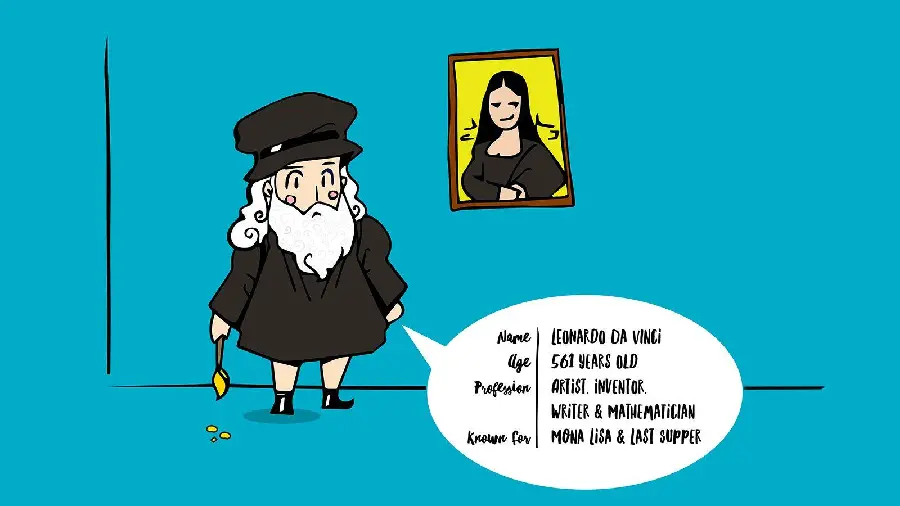 Download cool and funny cartoon graphic photo of Leonardo da Vinci