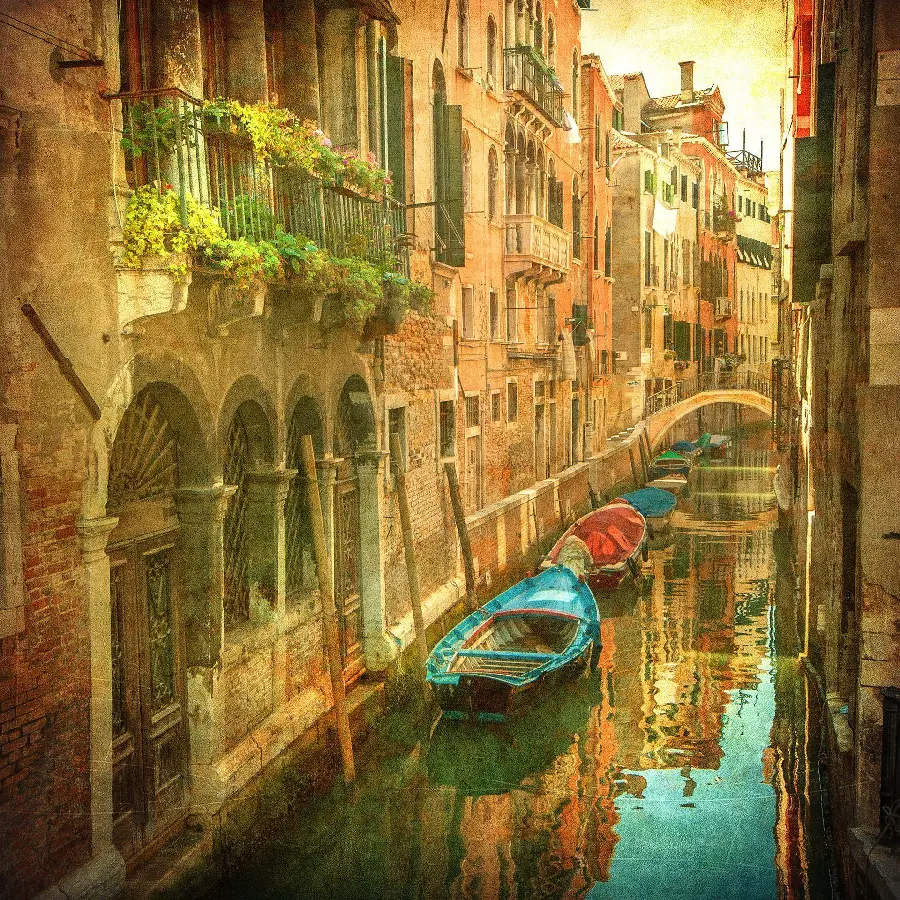 Vintage Italian Canal Venice Italy Painting