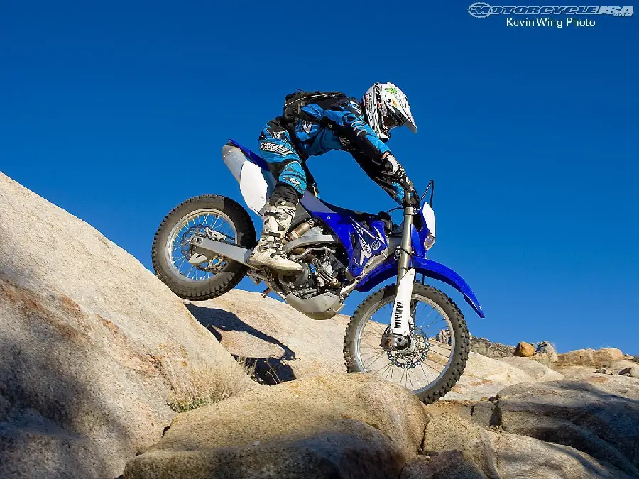 Offroad and nature tourism background with Yamaha dual sport motorcycles