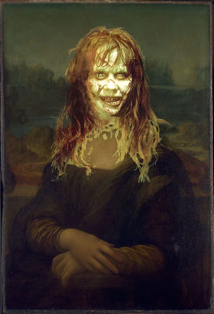Scary photoshop of the famous painting by Da Vinci called Mona Lisa