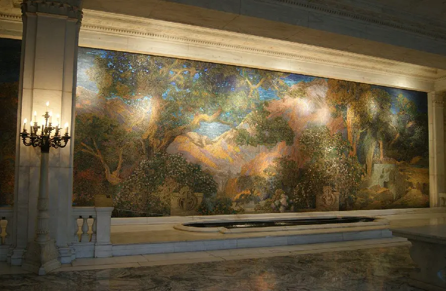 Wall painting wallpaper by Maxfield Parrish, 20th century illustrator