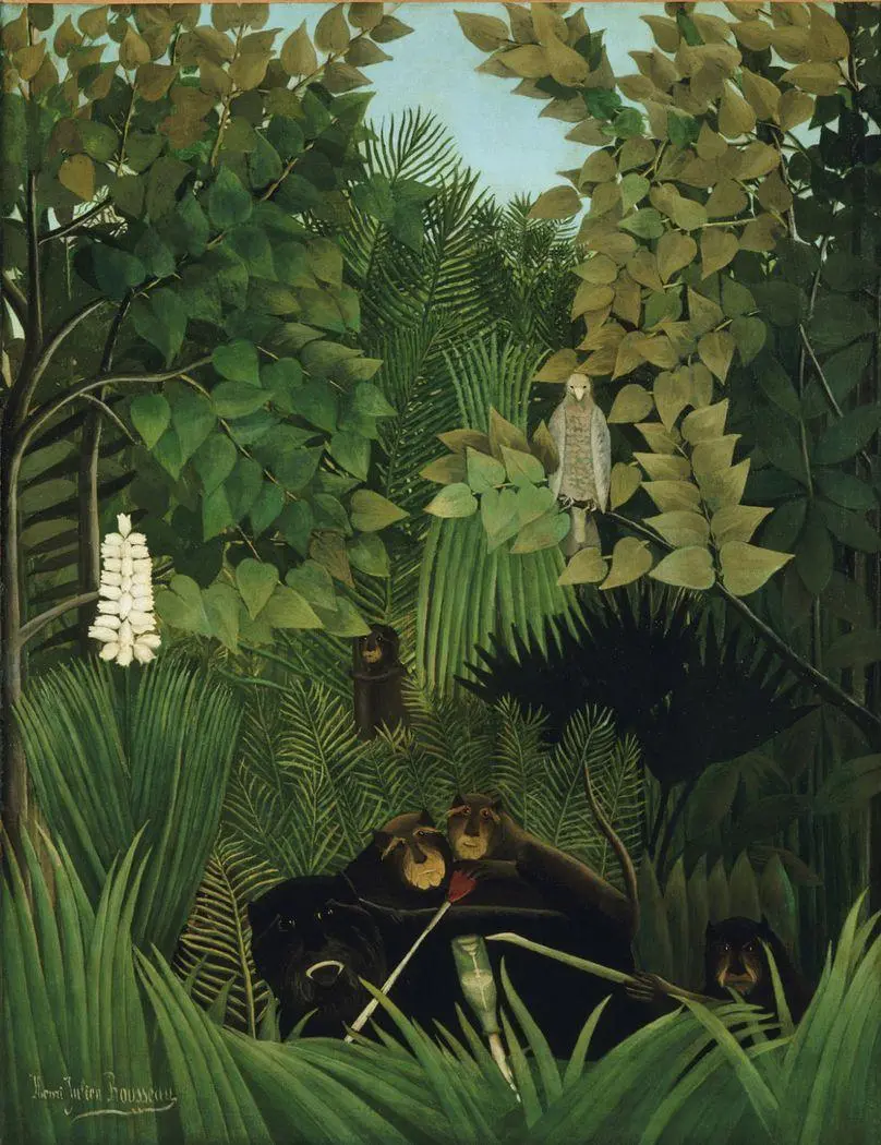 Picture of the painting The Secret of the Jungle, a masterpiece of art by the French painter Henri Rousseau 
