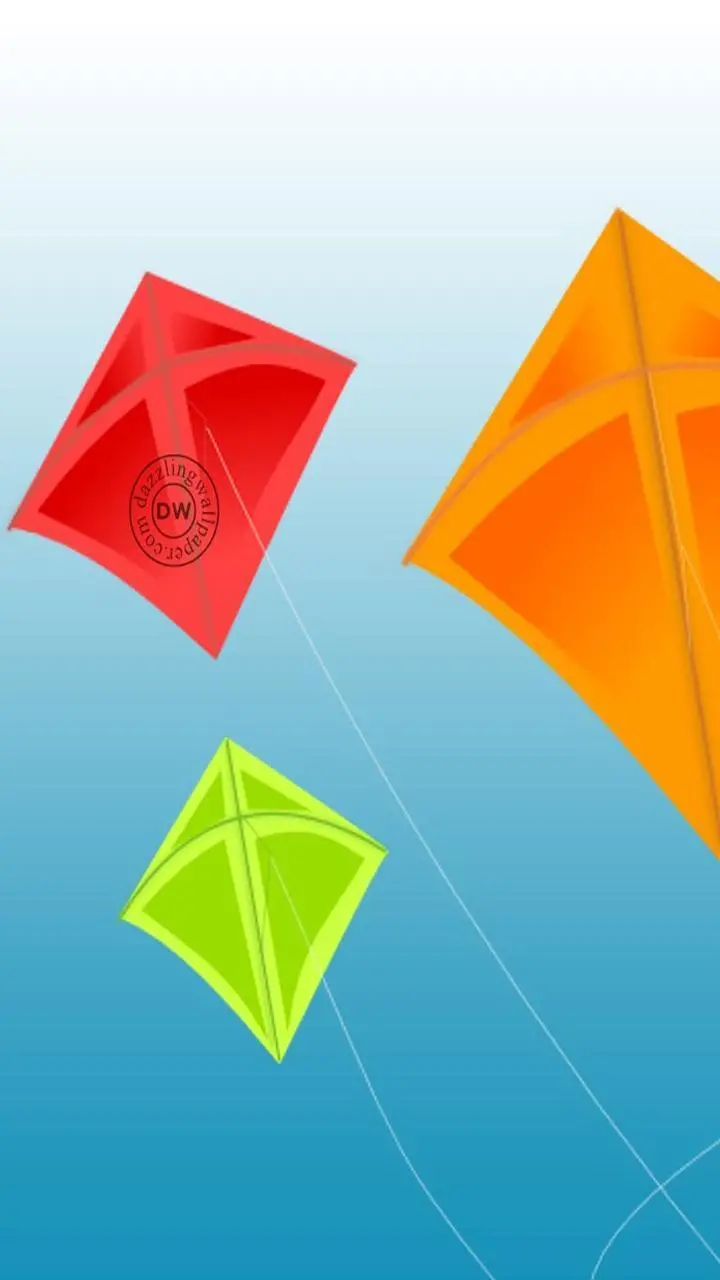 Graphic image of colorful kites flying in the sky