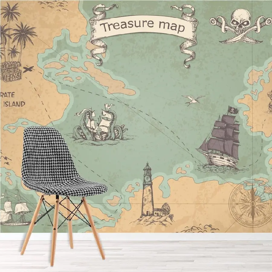 Download interesting and spectacular photo of a fake and graphic treasure map 