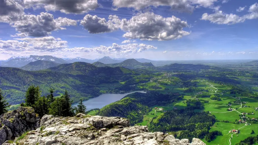 Awesome aerial background photo of a lush and spectacular village landscape