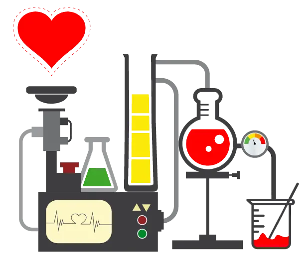 Graphic image of chemistry experiment equipment and supplies 
