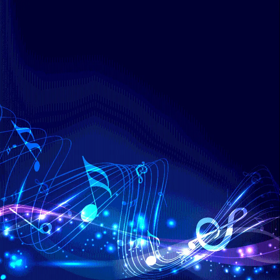 Special and attractive wallpaper of colorful luminous musical notes