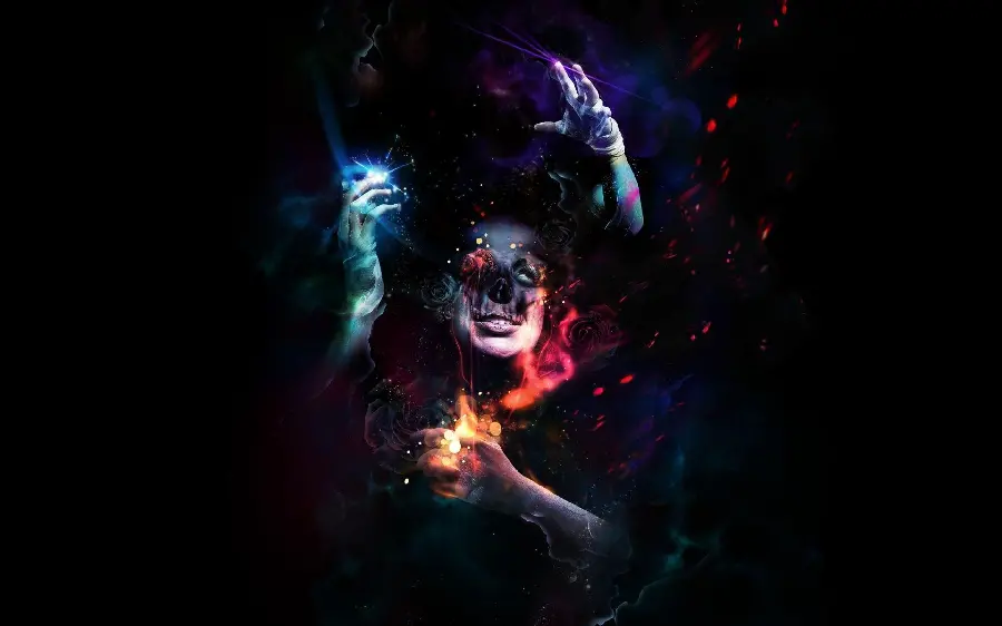 A terrifying boy's profile photo in a dark surreal design