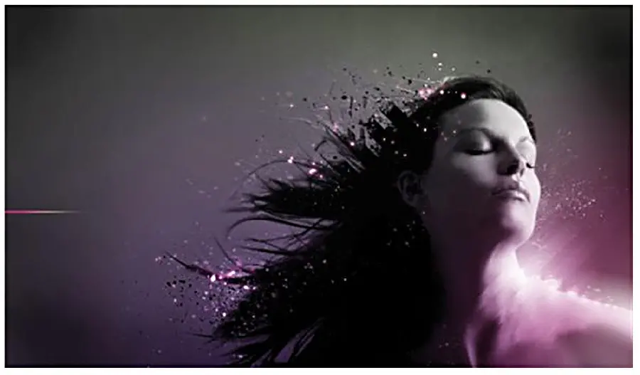 Fine Art Photography of a Woman with Hair Flowing in the Air for a Computer Screen